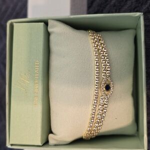 Nwot NICOLE PARISI  Silver-Plated  Cubic Zircinia Studded  Evil Eye Bracelet